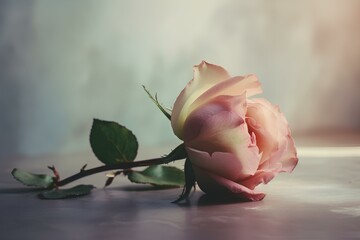 Fototapeta premium pink rose on wooden background