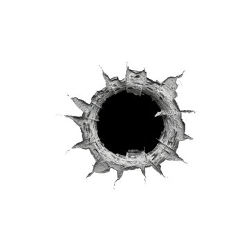 shot mark, surface damage, puncture, broken, shattered, jagged edges, hole, weapon, bullet impact,