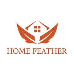home feather flat minimalist logo design