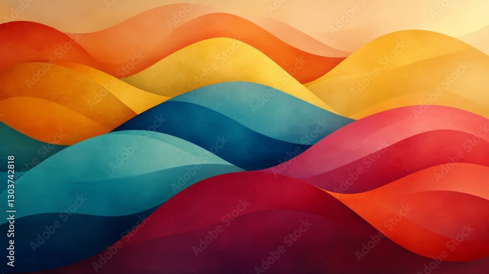 Poster colorful abstract waves with gradient color combinations and textures