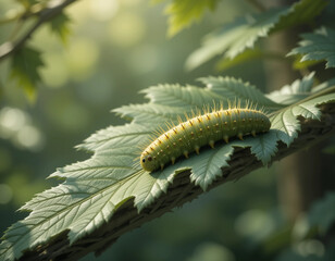 Fototapeta premium Transformation in Nature: The Beauty and Growth of Caterpillars