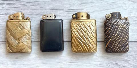 Vintage retro collectible gasoline lighters. Collecting vintage lighters.