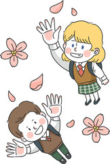 벚꽃놀이를 즐기고있는 사람