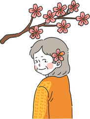 벚꽃놀이를 즐기고있는 사람