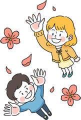 벚꽃놀이를 즐기고있는 사람