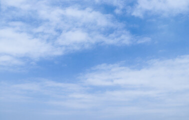 Serene Blue Sky with Soft White Clouds Scattered