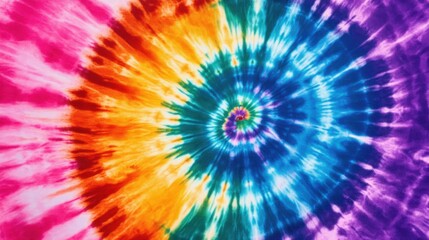 Spiral Tie-Dye Pattern In Vibrant Rainbow Colors