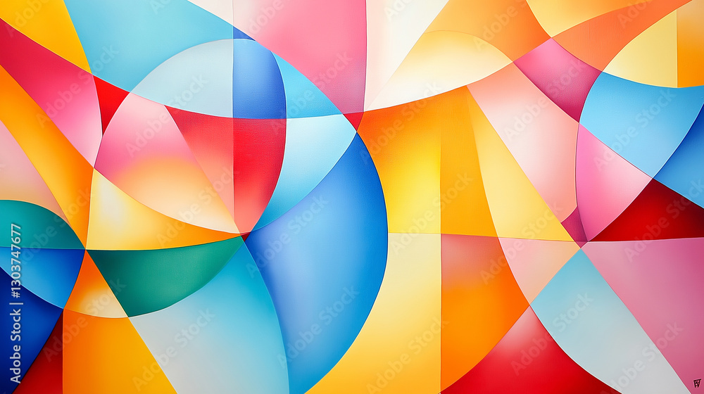 Poster an abstract and geometric painting that explores the relationship between order and chaos