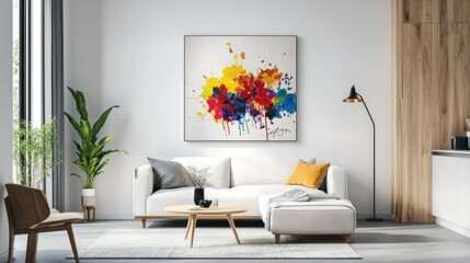 Colorful Abstract Art in Modern Living Room