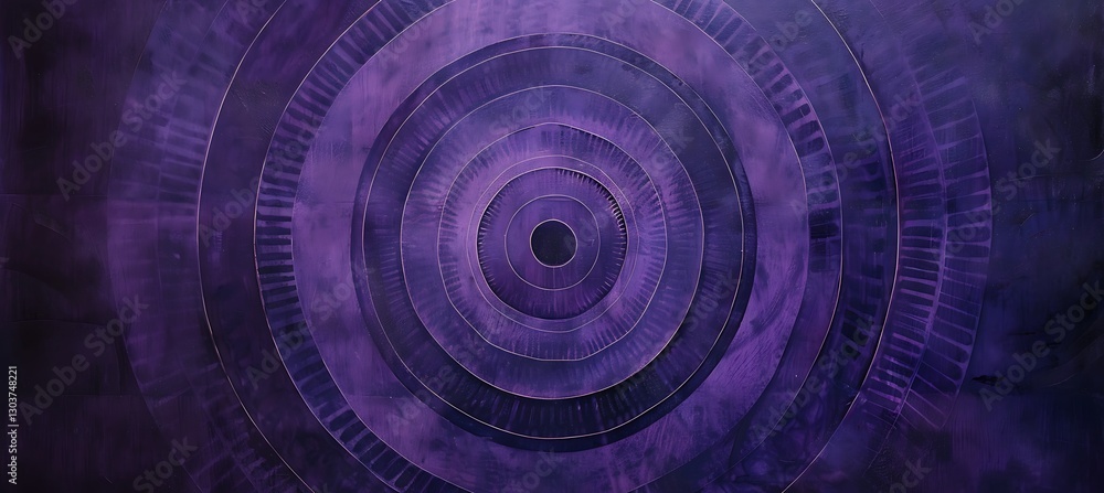 Poster soothing background of concentric circles overlapping in various deep purple shades for a unique aes