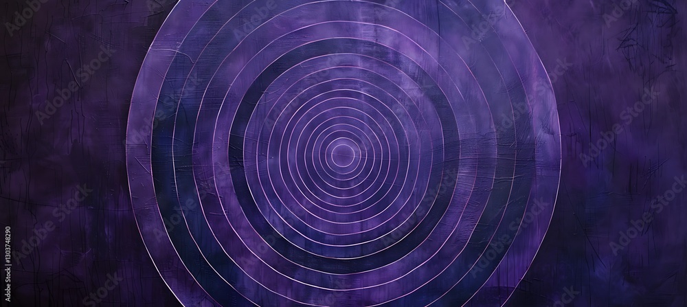 Poster vibrant background with overlapping concentric circles in shades of deep purple creating a hypnotic 