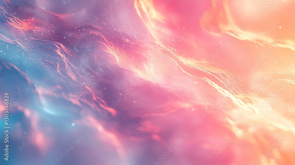 Aufkleber abstract depiction of colorful nebulous clouds and shimmering particles floating