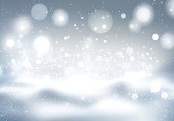 Fototapeta premium Soft Glowing Snowflakes Floating in a Dreamy Winter Background with Gentle Bokeh Effects and a Calm Atmosphere for Seasonal and Holiday Themes