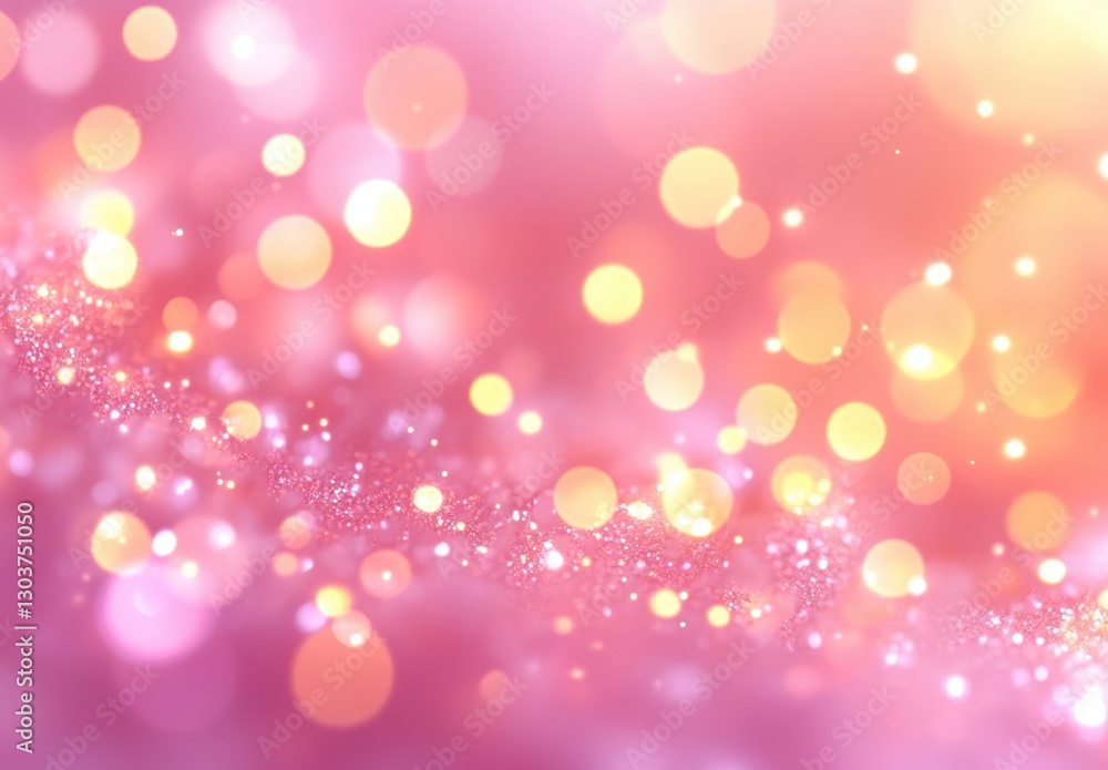 Poster soft pink gradient background with blurred bokeh lights creating a dreamy and festive atmosphere for