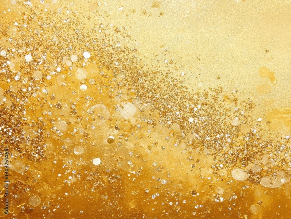 Poster sparkling golden glitter abstract background with shimmering particles blending in a radiant golden 