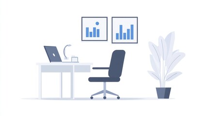 Modern office desk minimalist illustration