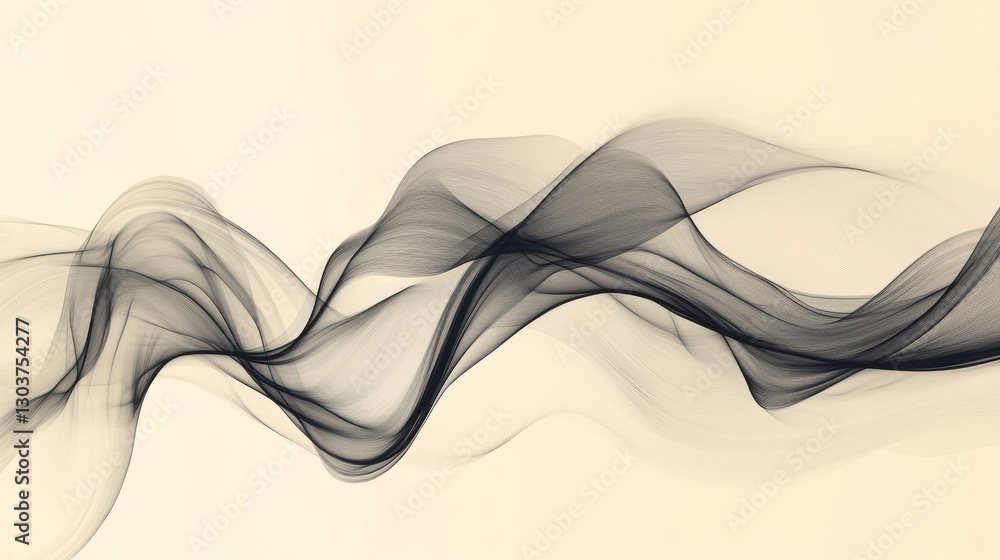 Poster abstract monochrome lines and shapes form a flowing artistic design