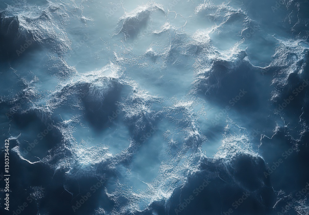Aufkleber turbulent ocean waves under moonlight creating a mystical blue atmosphere with deep shadows and glim