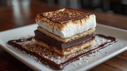 A classic s'more with toasted marshmallows and chocolate. 