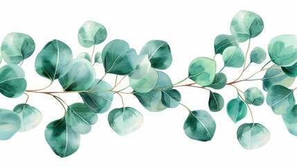Delicate eucalyptus leaves create a charming border, perfect for enhancing wedding invites and greeting cards with a fresh touch.