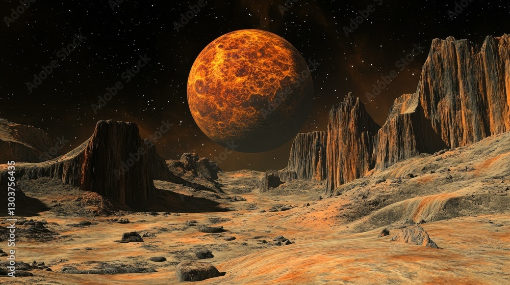 Aufkleber a captivating extraterrestrial planet background with a stunning parallax effect for a clean and mod