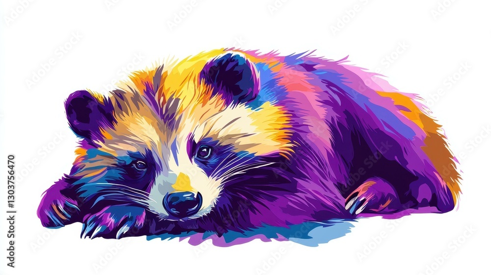 Poster vibrant vector art of a badger set against a clean, minimalist background to highlight its unique fe
