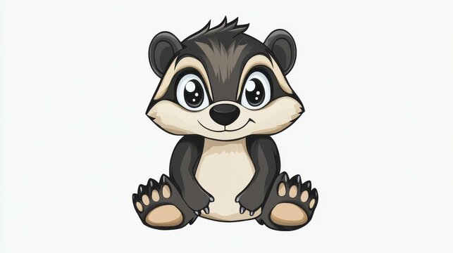 Fun and vibrant 2D cartoon badger character, perfect for kids projects and educational materials. Clean, clear background.