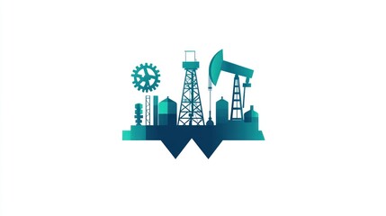 Obraz premium Oil Industry Silhouette Illustration for Background Use