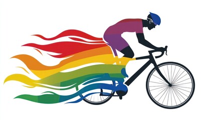 Fototapeta premium Pride cyclist racing, abstract design, vibrant colors