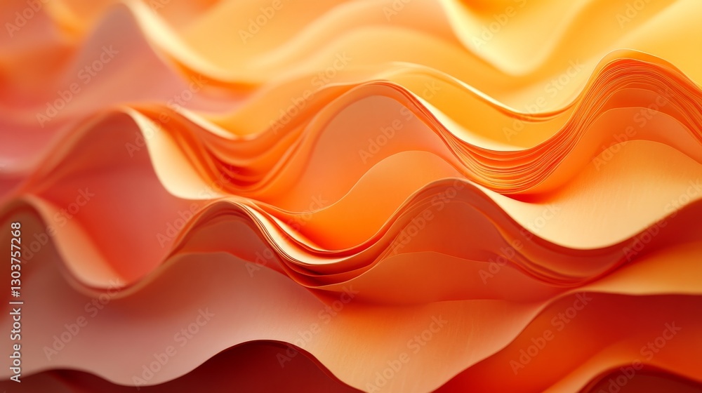 Poster abstract layers of undulating orange paper create a layered effect