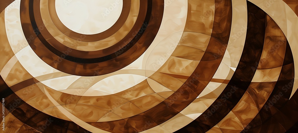 Aufkleber abstract backdrop with overlapping concentric circles in shades of earthy brown for a soothing look