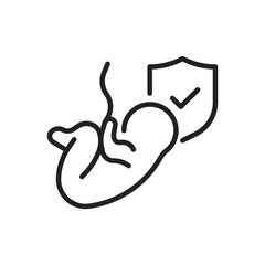 Pregnant protection thin line icons. Editable stroke and Perfect pixel on transparent background