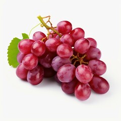 Fototapeta premium Fresh, juicy grapes cascade elegantly, showcasing their vibrant hues and plump texture on a clean white backdrop.