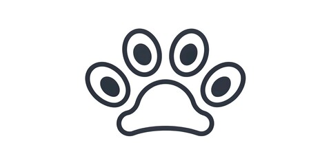 Obraz premium Editable Pet Paw Icon with Stroke Outline, Isolated on White Background, Vector Illustration in Rule of Thirds, Perfect for Pet Care, Animal Lovers, and Graphic Design Projects