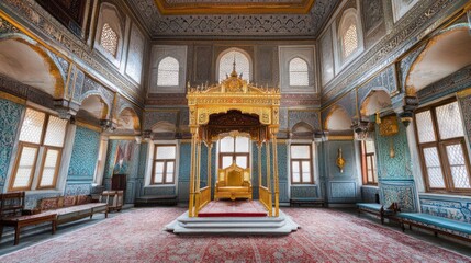 Magnificent Golden Throne Room in Topkapi Palace, Istanbul