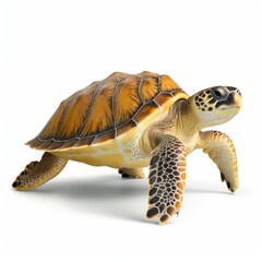 Fototapeta premium A vibrant di cut of a turtle, detailed and isolated on a clean white background, perfect for seathemed designs.