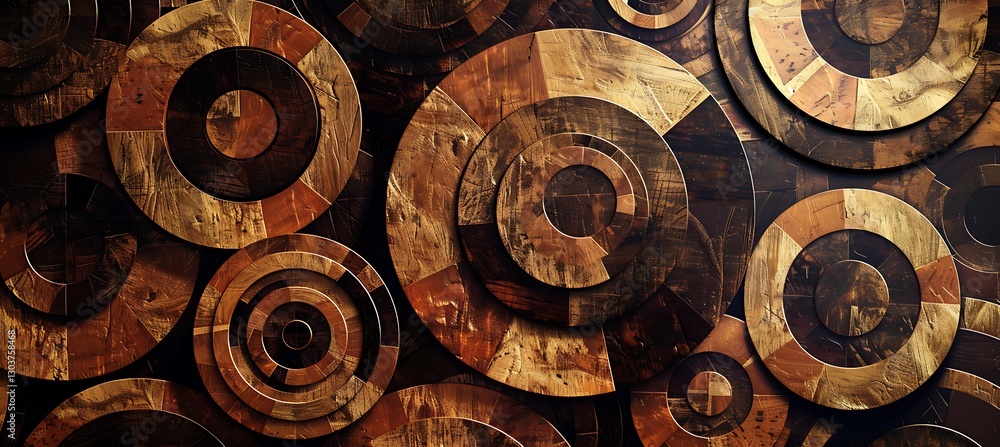 Poster minimalist background with overlapping concentric circles in earthy brown tones for a subtle artisti