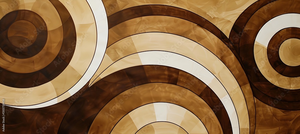 Poster overlapping concentric circles in earthy browns creating a warm and natural background design