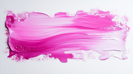 Abstract pink brushstroke texture on white background, bright design element