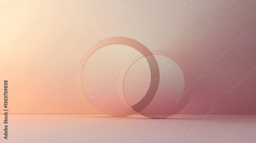 Poster two overlapping circular forms of delicate color shades