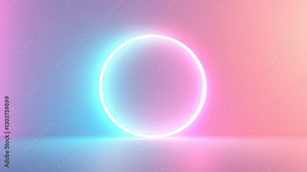 Poster a glowing circular neon light effect with colorful gradient background