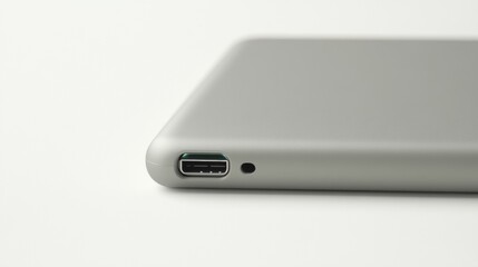 Usb-c port close-up on modern device minimalist studio setting tech photography
