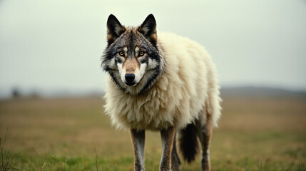 A wolf wearing a sheep&rsquo;s wool coat.