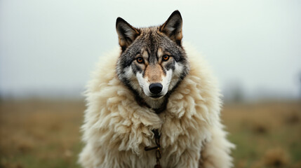A wolf wearing a sheep’s wool coat.