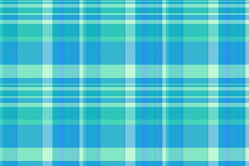 Outline check vector textile, ribbon texture tartan background. Frame fabric plaid seamless pattern in cyan and teal colors.