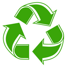 Eco-friendly recycling symbol vector icon in vibrant green, promoting sustainability and environmental awareness.
