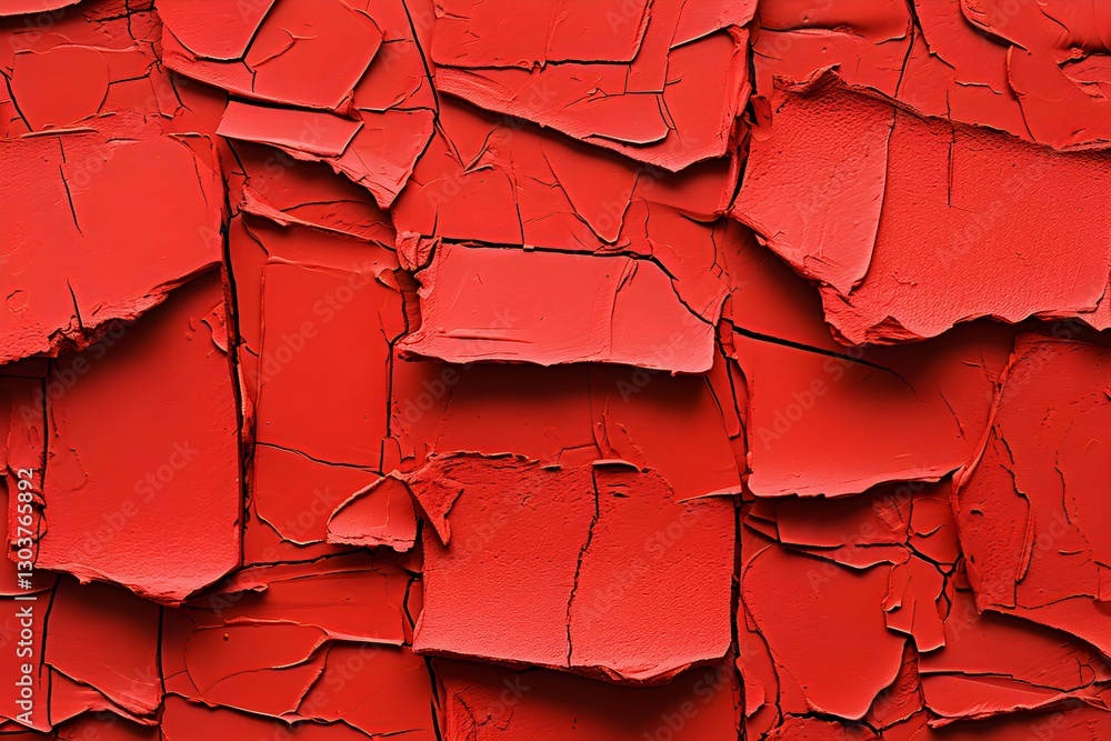 Poster cracked red paint texture on surface. abstract background with peeling and flaking layers. distresse