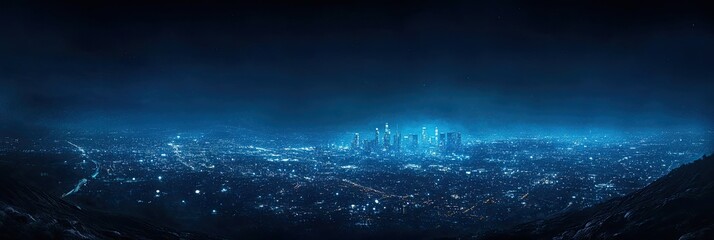 Night Cityscape Aerial View from Above