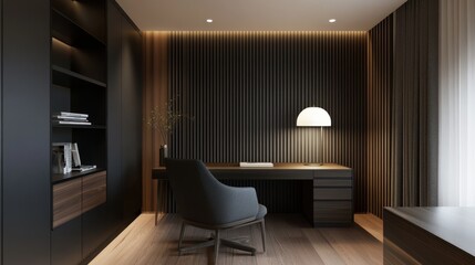 Modern Dark Home Office Interior