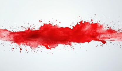 Fototapeta premium A vivid red splash of paint on a white background, showcasing dynamic movement and artistic expression.